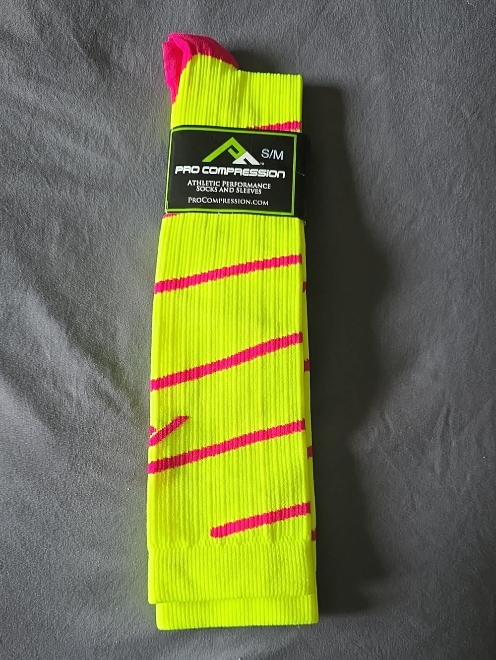 Neon Yellow & Pink Performance Compression Socks - S/M